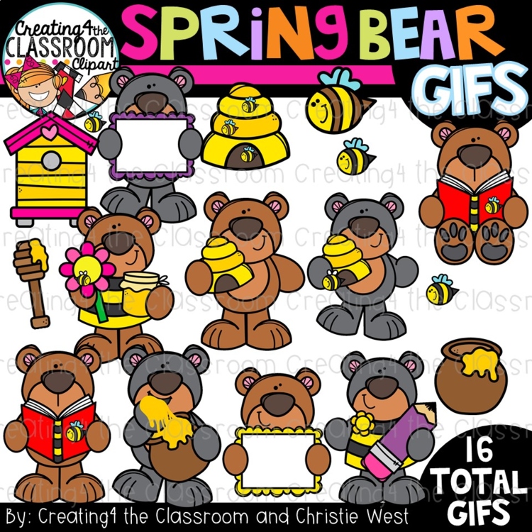 Spring Bear GIFs {Animated Clipart}
