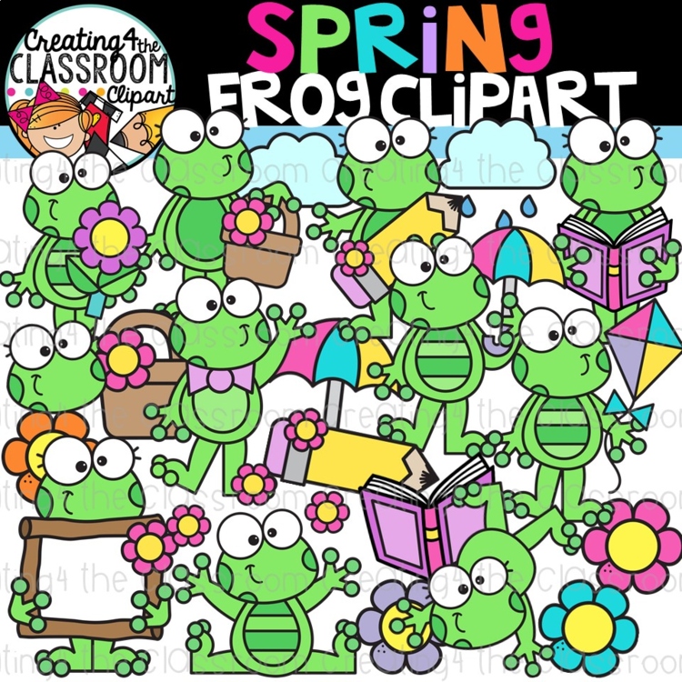 Spring Frog Clipart {Spring Clipart}