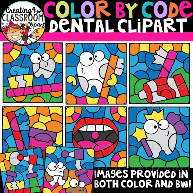 Color by Code Dental Clipart {Color by Code Clipart}