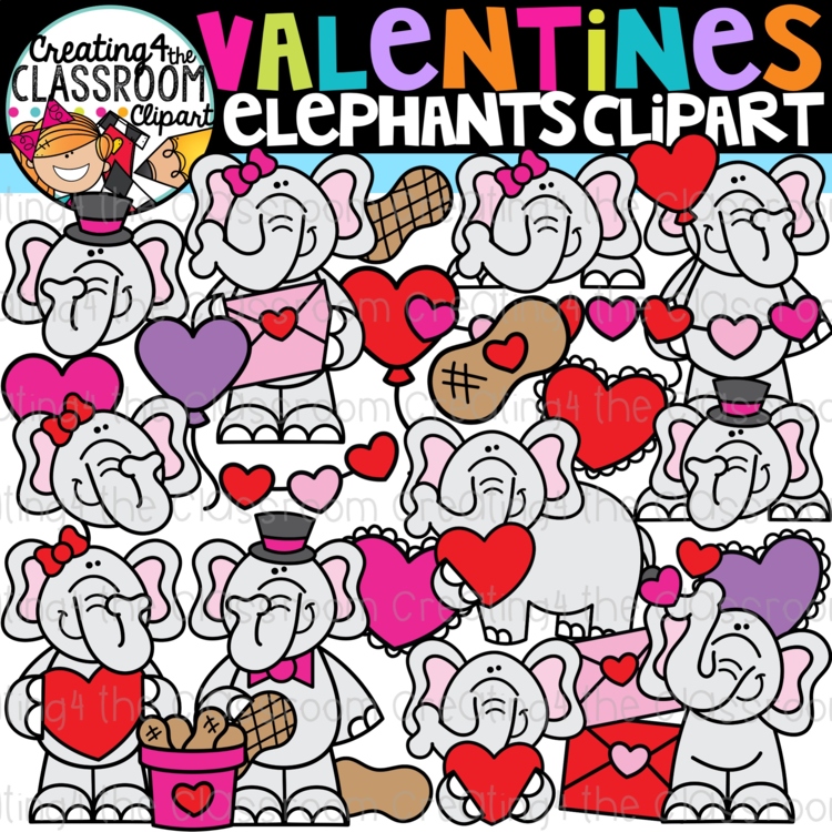 Valentines Day Elephants Clipart (Valentines Clipart)