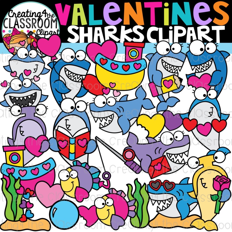 Valentines Day Sharks Clipart (Valentines Clipart)