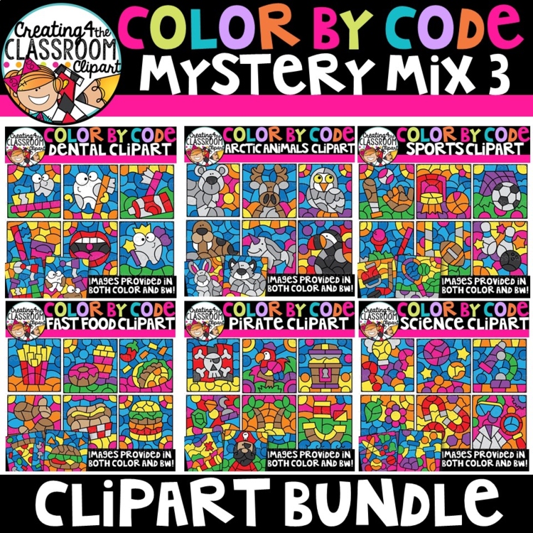 Color By Code Mystery Mix 3 Clipart Bundle {Creating4 the Classroom}