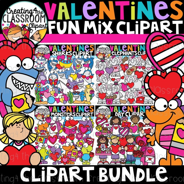Valentines Fun Mix Clipart Bundle (Valentines Day Clipart Bundle)