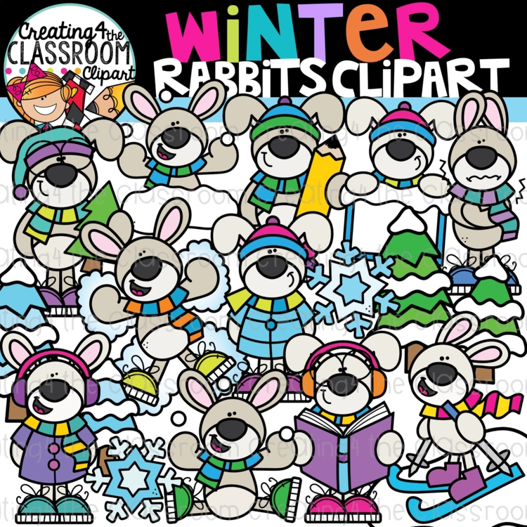Winter Rabbits Clipart (Winter Clipart)