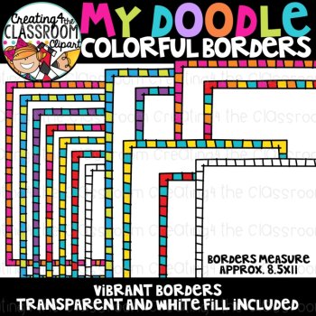 My Doodle Colorful Borders Clipart (TpT Sellers Clipart), image 2