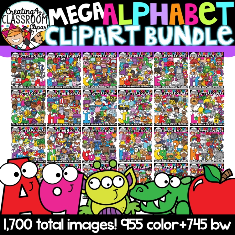 Alphabet Phonics Clipart Bundle | Beginning Sounds & Alphabet Clip Art