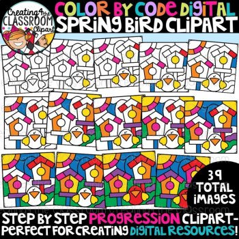 Spring Progression Color by Code Clipart Bundle, image 2