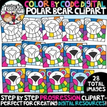 Winter Progression Color by Code Clipart Bundle, image 2