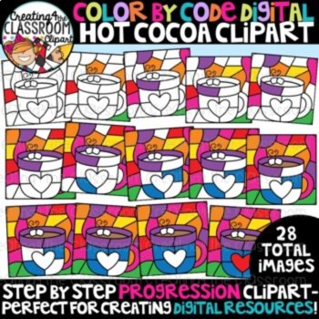 Winter Progression Color by Code Clipart Bundle, image 3