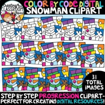 Winter Progression Color by Code Clipart Bundle, image 4