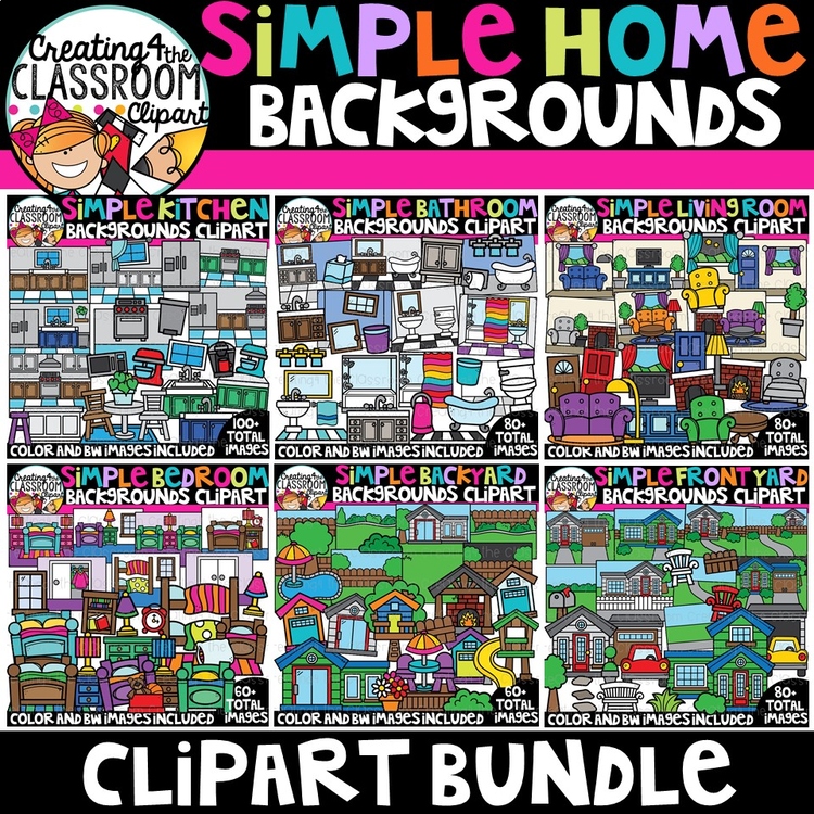 Simple Home Backgrounds Clipart Bundle {Simple Backgrounds Clipart}