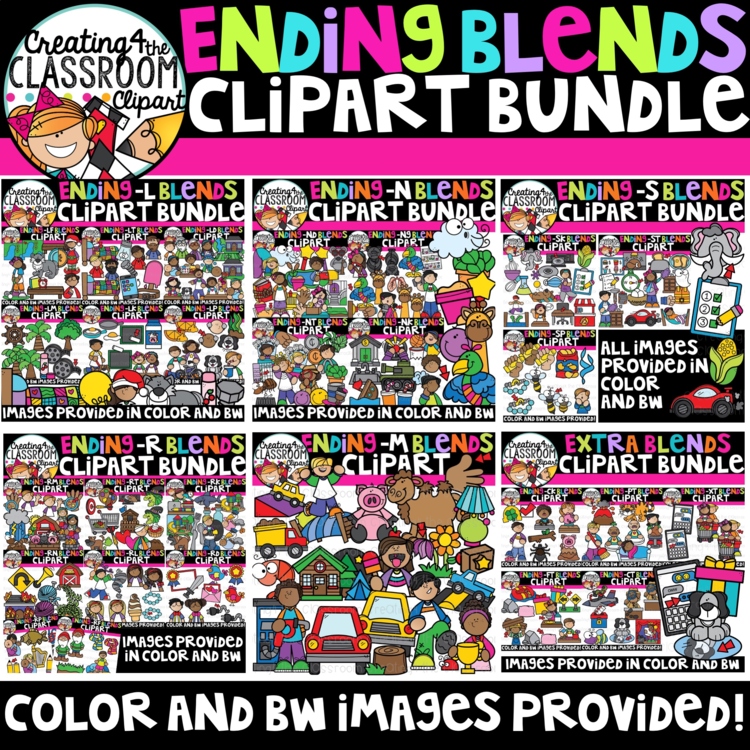 Ending Blends Clipart Bundle | Phonics Blends Clipart