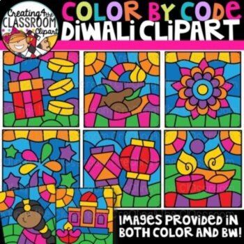Holidays Around the World Color by Code Clipart Bundle, image 4
