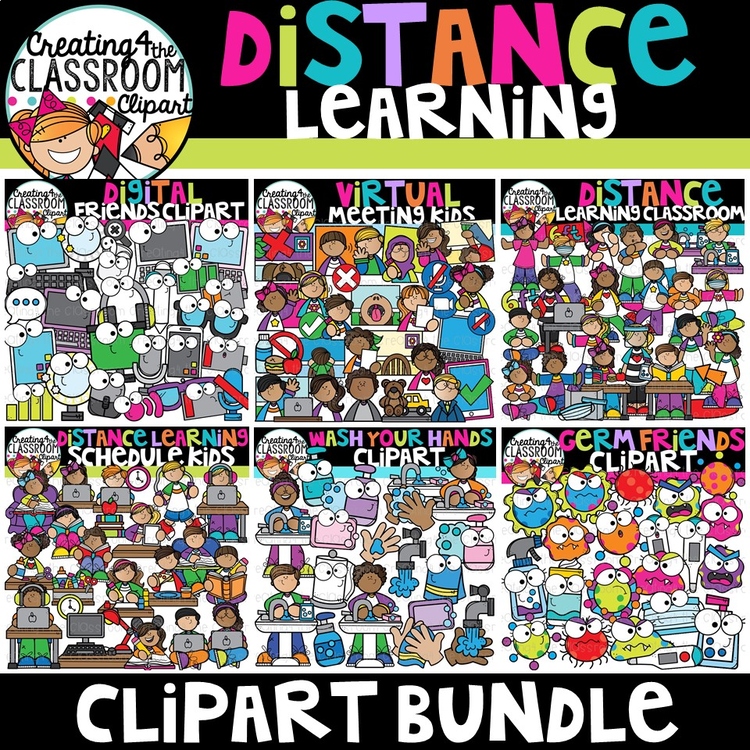 Distance Learning Clipart Bundle {Social Distancing Clipart}