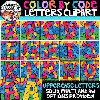 Color by Code Clipart Bundle | Upper & Lowercase Letters, Numbers, image 2