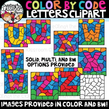 Color by Code Clipart Bundle | Upper & Lowercase Letters, Numbers, image 3