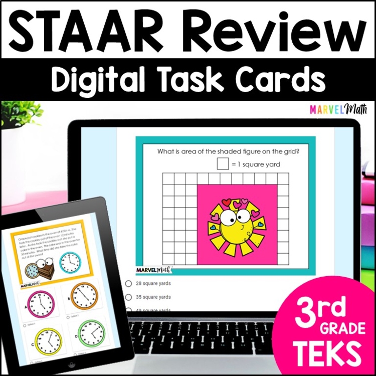 3rd Grade Math Digital Review Bundle TEKS STAAR
