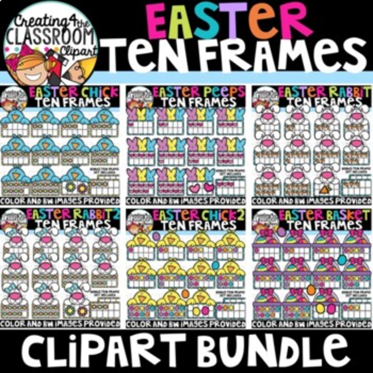 Easter Ten Frames Clipart Bundle {Easter Clipart}