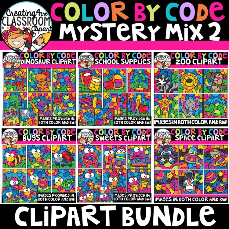 Color by Code Mystery Mix 2 Clipart Bundle {over $30.00 value!}