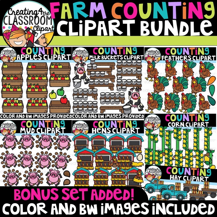 Farm Counting Clipart Bundle {Farm Clipart}
