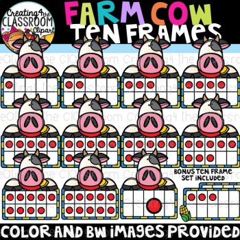 Farm Animal Ten Frames Clipart Bundle {Farm Clipart}, image 2