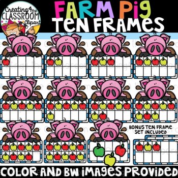 Farm Animal Ten Frames Clipart Bundle {Farm Clipart}, image 4