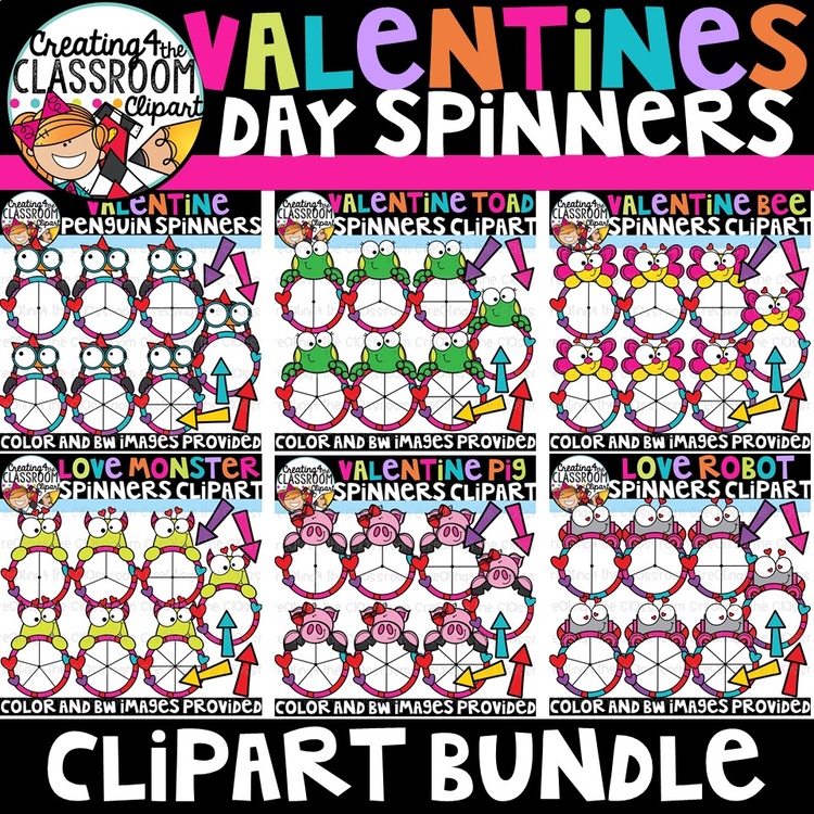 Valentine's Day Spinners Clipart Bundle