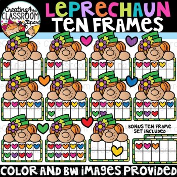 St. Patrick's Day Ten Frames Clipart Bundle, image 2