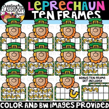 St. Patrick's Day Ten Frames Clipart Bundle, image 3