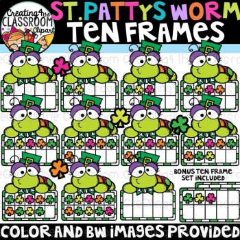 St. Patrick's Day Ten Frames Clipart Bundle, image 4