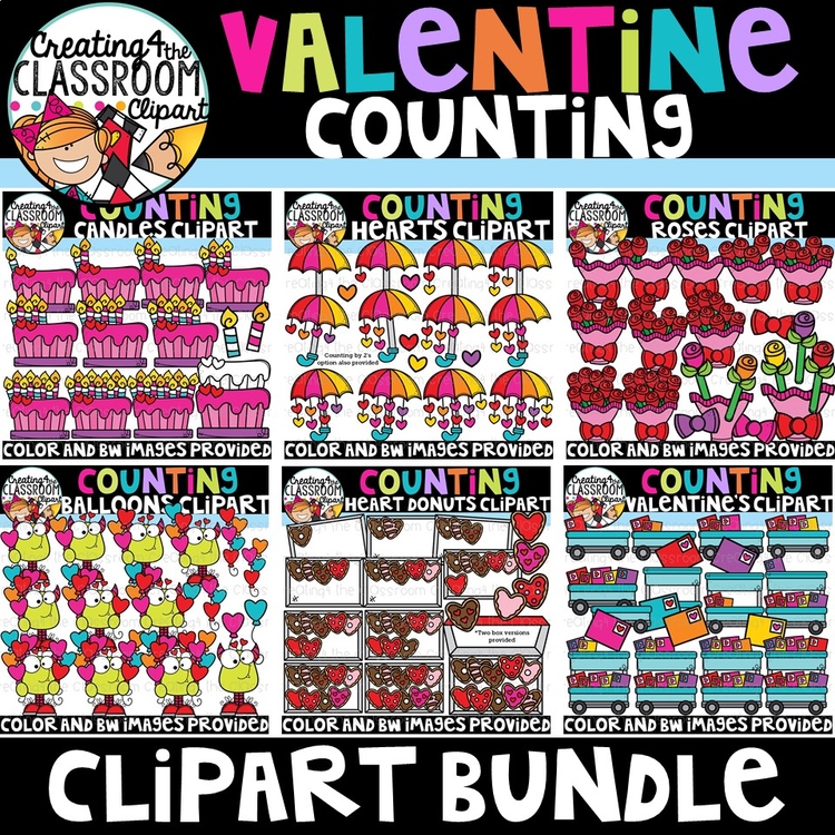 Valentines Counting Clipart Bundle {Valentines Day Clipart}
