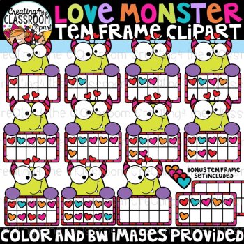 Valentine Ten Frames Clipart Bundle {Valentines Day Clipart}, image 2