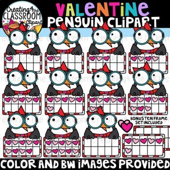 Valentine Ten Frames Clipart Bundle {Valentines Day Clipart}, image 3