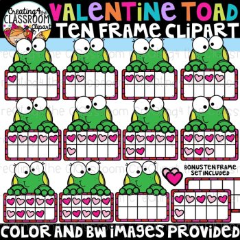 Valentine Ten Frames Clipart Bundle {Valentines Day Clipart}, image 4