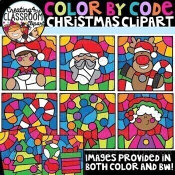 Holidays Color by Code Clipart Mega Bundle, image 3