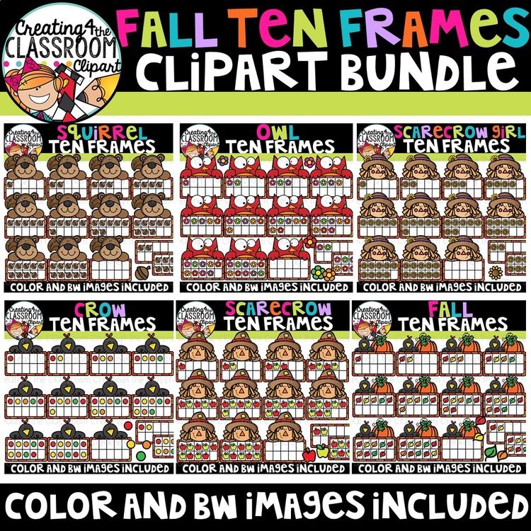 Fall Ten Frames Clipart Bundle {Fall Clipart}