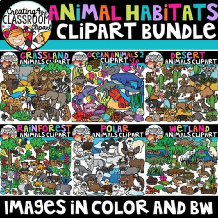 Animal Habitats Clipart MEGA Bundle – 6 Sets