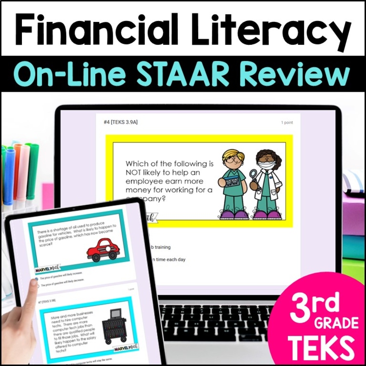 Google Classroom -3rd Grade Financial Literacy Review - Digital Math Station