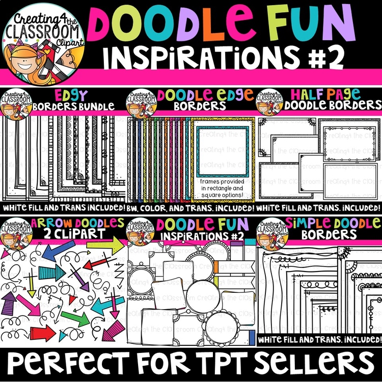 Doodle Fun Inspirations Clipart Bundle #2 {Sellers Clipart}