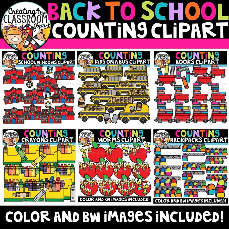 Back to School Counting Clipart Bundle {School Clipart}