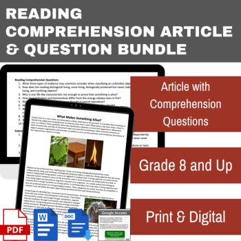 What Makes Something Alive Reading Comprehension | Grade 8 and Up, image 2