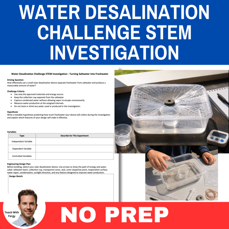 Water Desalination Challenge STEM Investigation - Solar Desalination