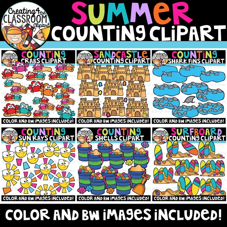 Summer Counting Clipart Bundle {Summer Clipart}