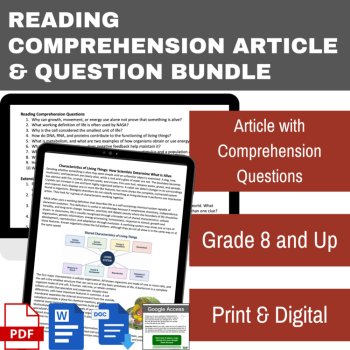 Characteristics of Living Things Reading Comprehension | Grade 8 and Up, image 2
