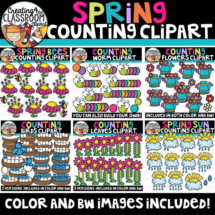Spring Counting Clipart Bundle {Spring Clipart}