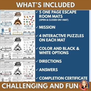 Six Syllable Types Escape Room Mats, Decoding Puzzles and Phonics Game Activity, image 4