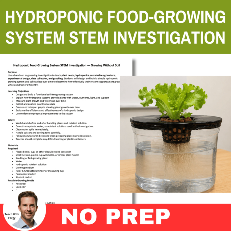 Hydroponic Food-Growing System STEM Investigation - Soil-free food-growing