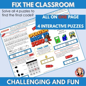 Back To School Escape Room, One-page Game Activity, First Day Ice Breaker, image 2