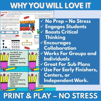 Back To School Escape Room, One-page Game Activity, First Day Ice Breaker, image 4