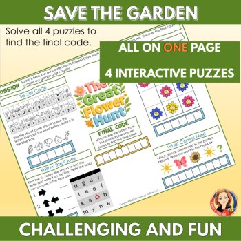 The Great Flower Hunt, Spring Escape Room Game, No Prep One Page Activity, image 2